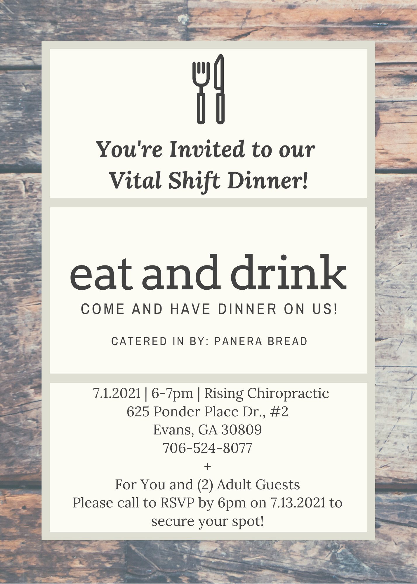 Vital Shift Dinner Catered By Panera Bread